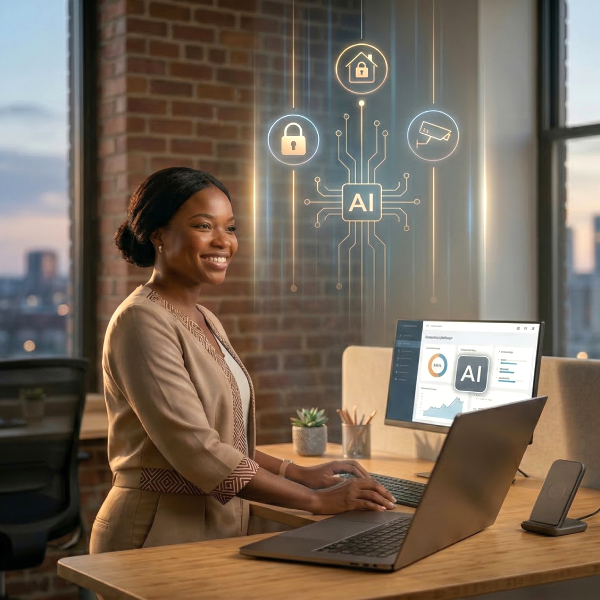 woman on the laptop using ai